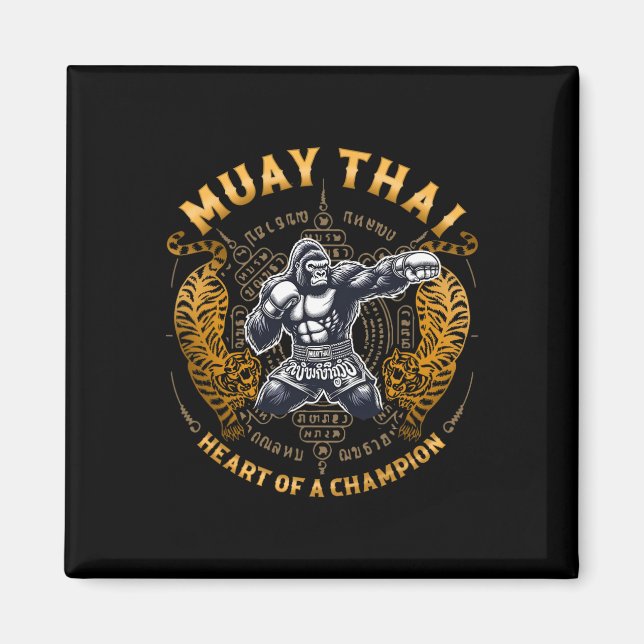 Aimant Cœur d'un champion - Kickboxing et Muay Thai Str (Devant)