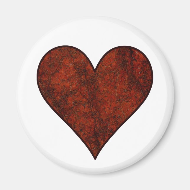 Aimant Coeur en pierre rouge (Devant)