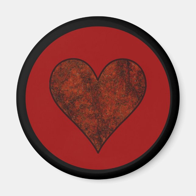 Aimant Coeur en pierre rouge (Devant)