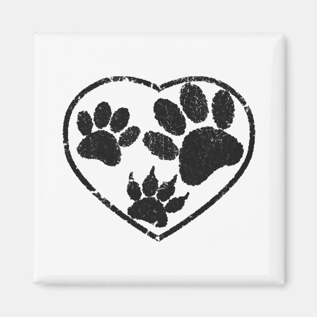 Aimant Coeur Et Empreintes de pattes De Animaux De Compag (Devant)