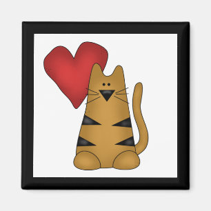 Aimant Coeur et T-shirts et cadeaux rayés de chat