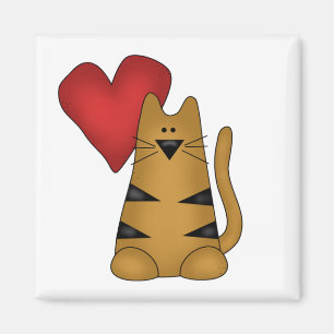 Aimant Coeur et T-shirts et cadeaux rayés de chat