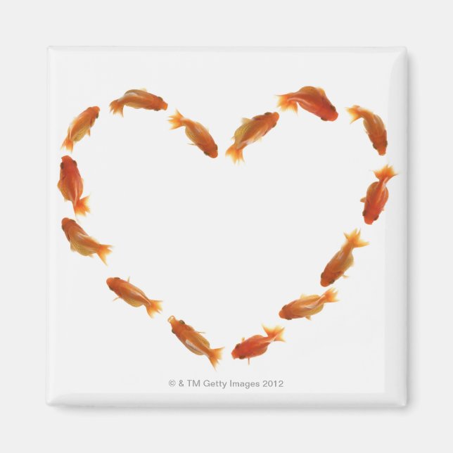 Aimant Coeur fait avec des poissons rouges (Devant)