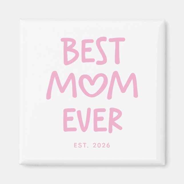 Aimant Cœur Fantaisiste Rose Meilleure Maman Ever (Devant)