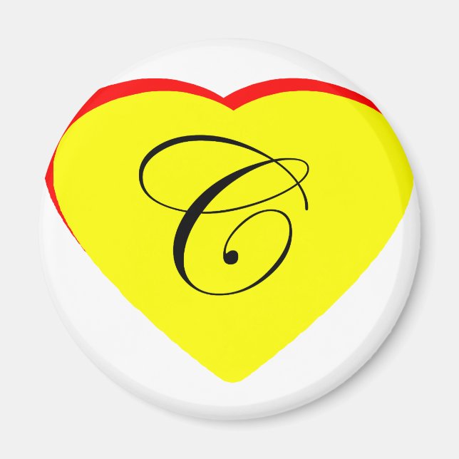 Aimant Coeur jaune rouge C Faire-part de mariage Le MUSÉE (Devant)