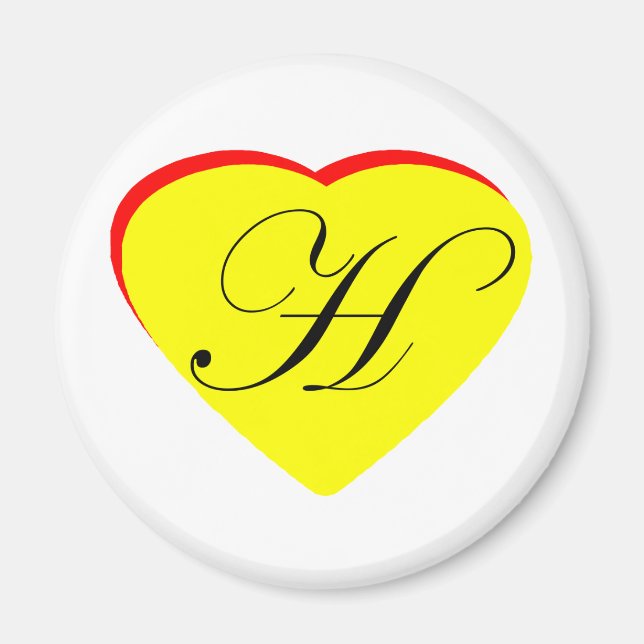Aimant Coeur jaune rouge H Faire-part de mariage Le MUSÉE (Devant)