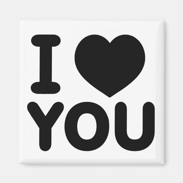 Aimant Cœur "Je t'aime" noir classique (Devant)