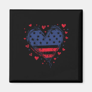 Aimant Cœur joli drapeau américain Usa femmes patriotique