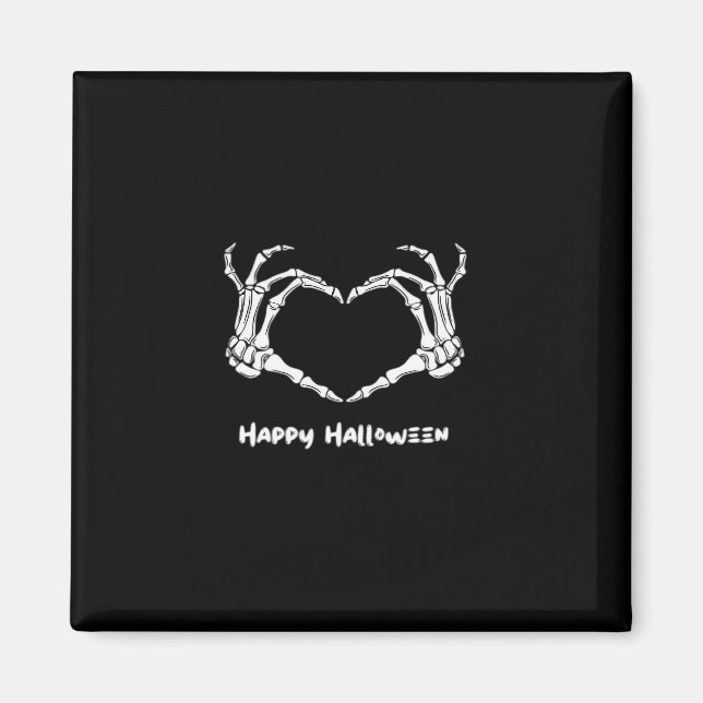 Aimant Coeur main squelette éffrayant avec "Happy Hallowe (Devant)