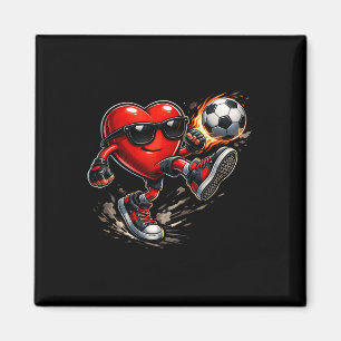 Aimant Cœur mignon jouant au football à la Saint-Valentin