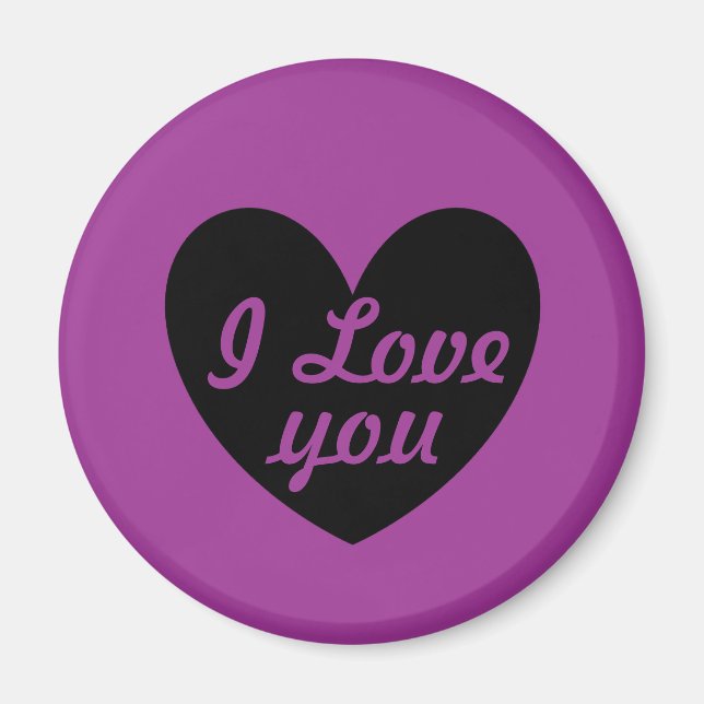 Aimant Coeur noir sur violet (Devant)