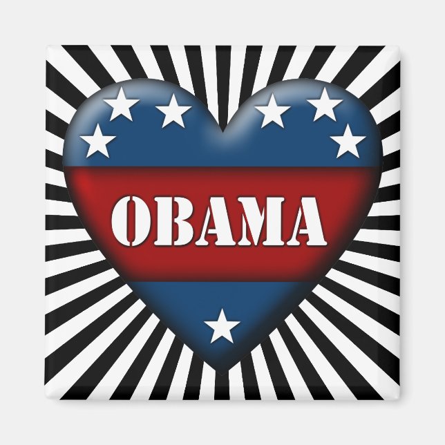 Aimant coeur patriotique obama (Devant)