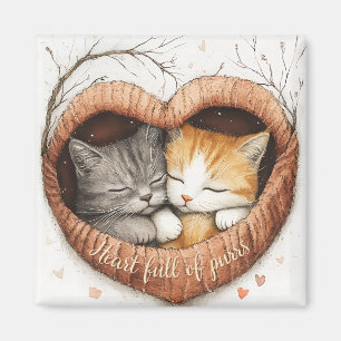 Aimant Coeur plein de purrs chats bouddles d'illustration