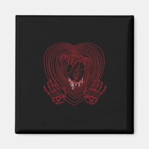 Aimant Coeur Pleurant En Rouge - Skeleton Coeurs Mains