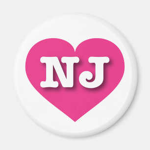 Aimant Coeur rose chaud du New Jersey - J'aime NJ