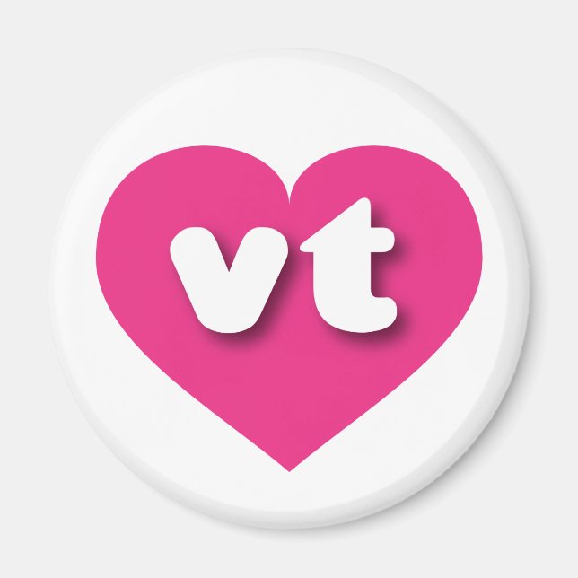Aimant Coeur rose chaud du Vermont - J'aime vt (Devant)