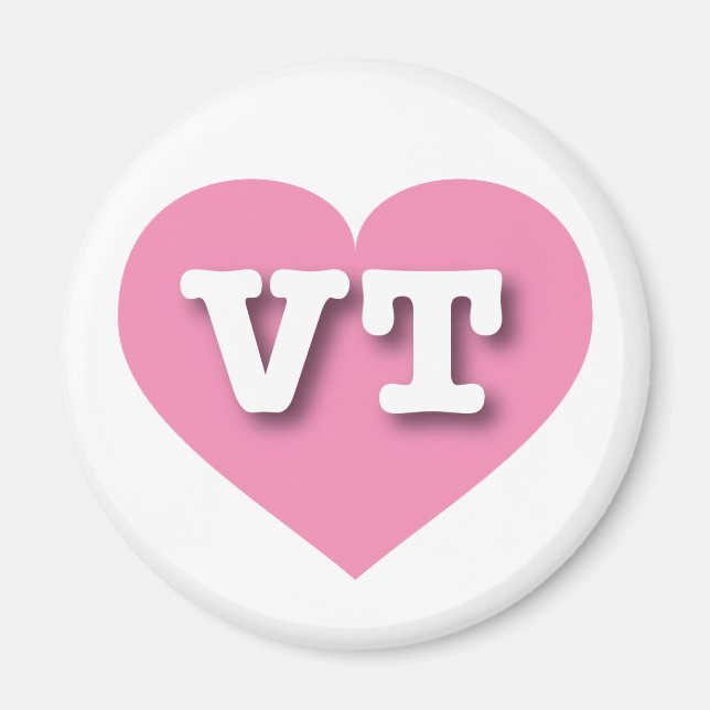 Aimant Coeur rose du Vermont - J'aime VT (Devant)