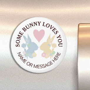 Aimant Coeur rose et coloré Pastel Bunny de Pâques