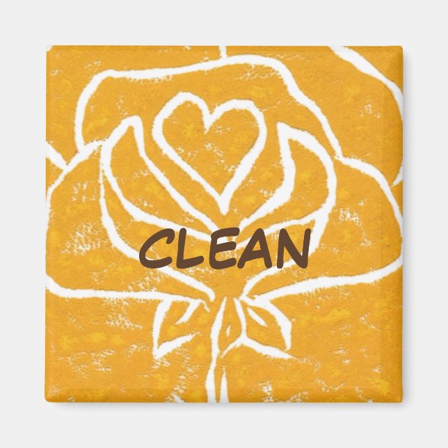 Aimant "Coeur Rose Jaune" Nettoyer lave-vaisselle État Ma (Devant)