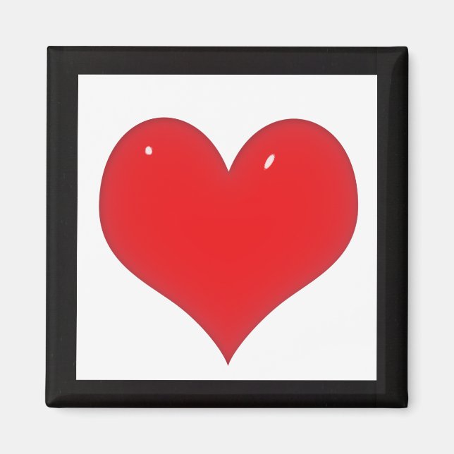 Aimant Coeur rouge brillant (Ajouter Votre Texte) (Devant)