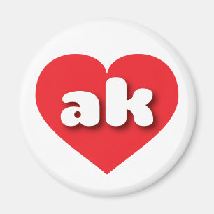 Aimant Coeur rouge de l'Alaska - J'aime ak