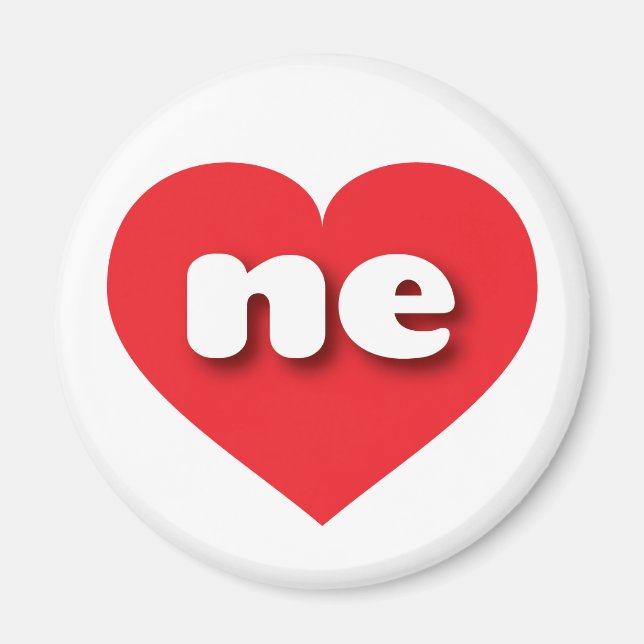 Aimant Coeur rouge du Nebraska - I love ne (Devant)