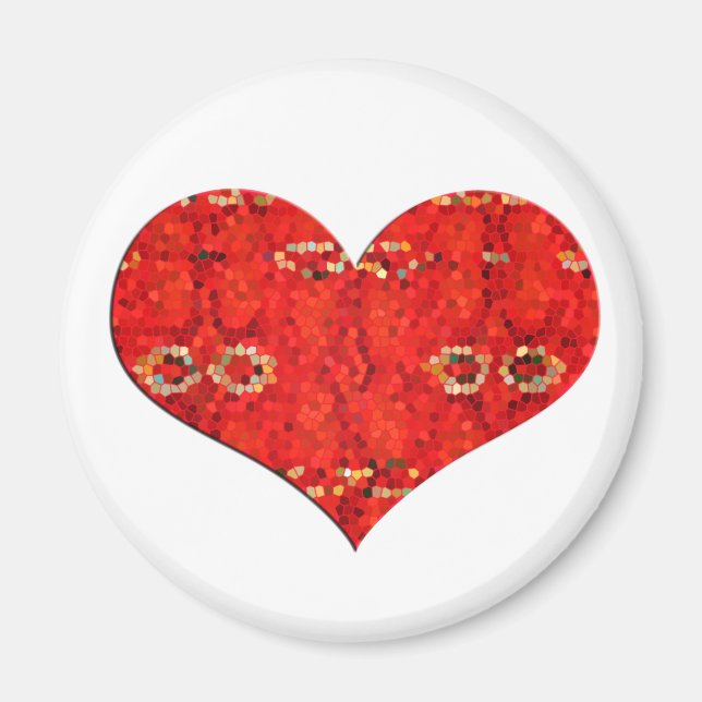 Aimant coeur rouge mosiaque (Devant)