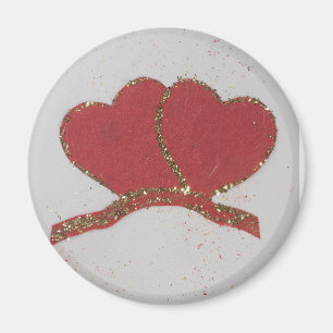 Aimant Coeur rouge or pétillant Valentine's