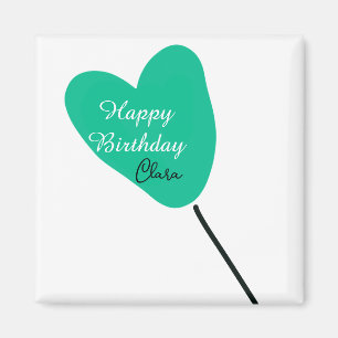 Aimant Cœur vert joyeux anniversaire ballon blanc noir en