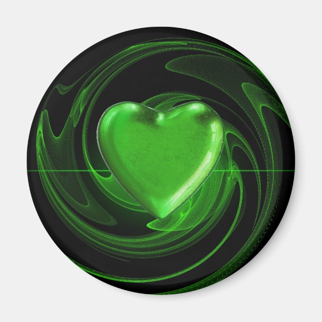 Aimant Coeur vert sur spirale (Devant)