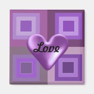 Aimant Cœur Violet Gonflé