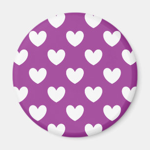 Aimant Cœurs à pois blancs sur violet