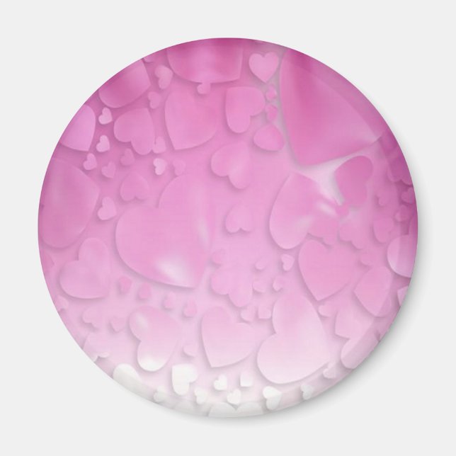 Aimant Coeurs abstraits roses et blancs (Devant)