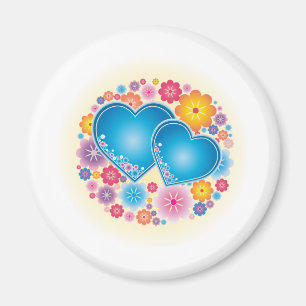 Aimant Coeurs Bleus Floral