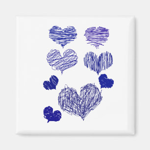 Aimant Coeurs bleus scintillés