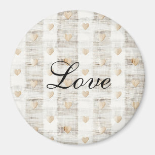 Aimant Coeurs Boho Beige Blanc Crème