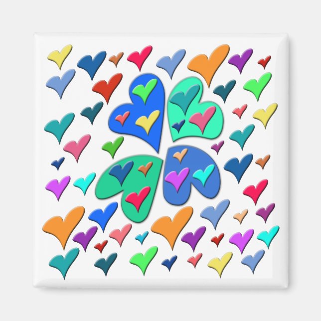 Aimant Coeurs colorés (Devant)