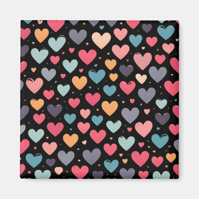 Aimant Cœurs colorés Saint-Valentin  (Devant)