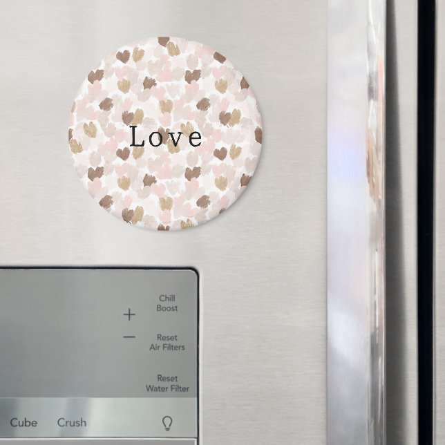 Aimant Cœurs d'amour rose crème marron (In situ (réfrigérateur))