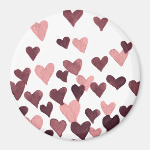 Aimant Coeurs d'aquarelle de la Saint-Valentin - rose fon