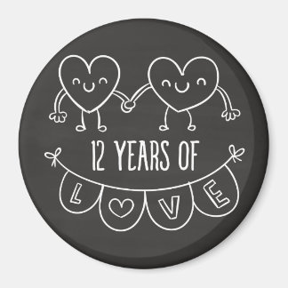 Aimant Coeurs de calèche-cadeaux du 12e anniversaire
