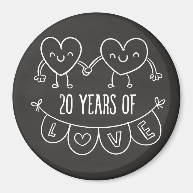 Aimant Coeurs de calèche-cadeaux du 20e anniversaire (Devant)