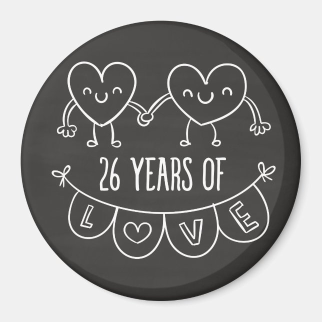 Aimant Coeurs de calèche-cadeaux du 26e anniversaire (Devant)