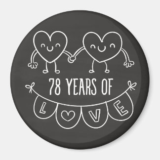 Aimant Coeurs de calèche-cadeaux du 78e anniversaire