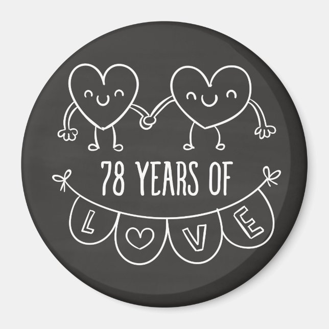 Aimant Coeurs de calèche-cadeaux du 78e anniversaire (Devant)