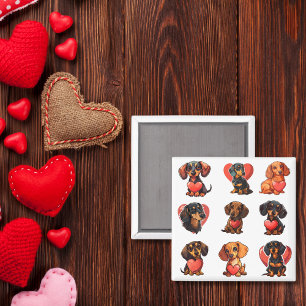 Aimant Coeurs de chien Valentine Dachshund