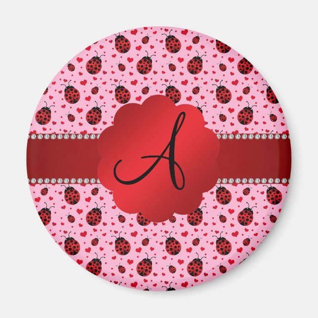 Aimant Coeurs de coccinelle rose pâle (Devant)