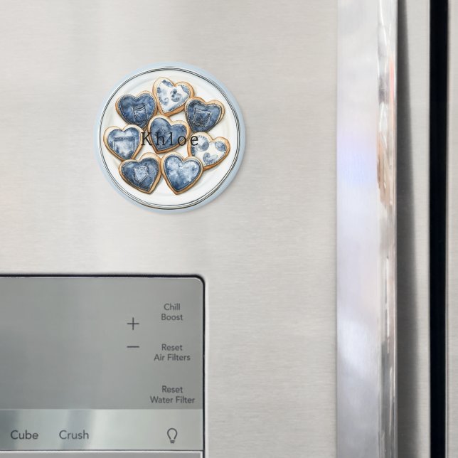 Aimant Coeurs de Denim Blanc Bleu (In situ (réfrigérateur))