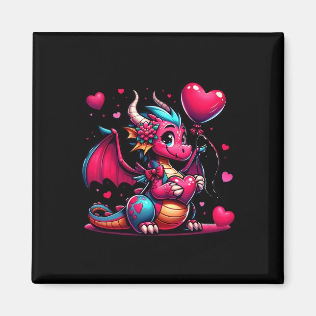 Aimant Cœurs de la Saint-Valentin Dragon Animaux Hommes F (Devant)