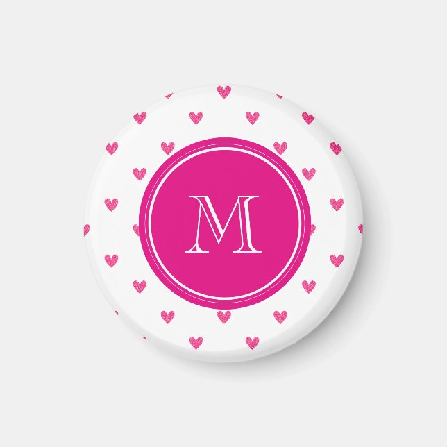 Aimant Coeurs de Parties scintillant rose mexicain avec M (Devant)
